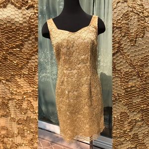 Vintage 90’s gold lace Tina Hagen dress  petite
